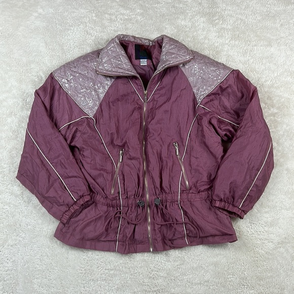 Vintage 80s 90s New York Classics pink windbreaker bomber jacket, size 14/16 - Picture 3 of 10